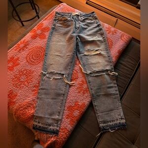 GARAGE Blue Ripped Mom Jeans